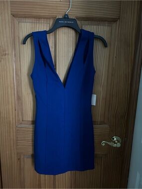 superdown Deep V Royal Blue Mini Dress